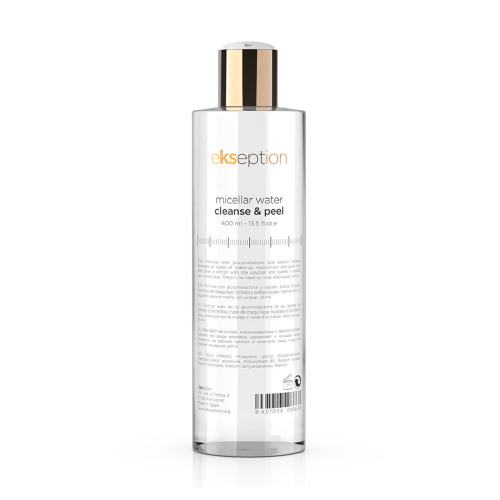 Ενυδατική λοσιόν καθαρισμού Micellar water cleanse & Peel 400ml EKSEPTION